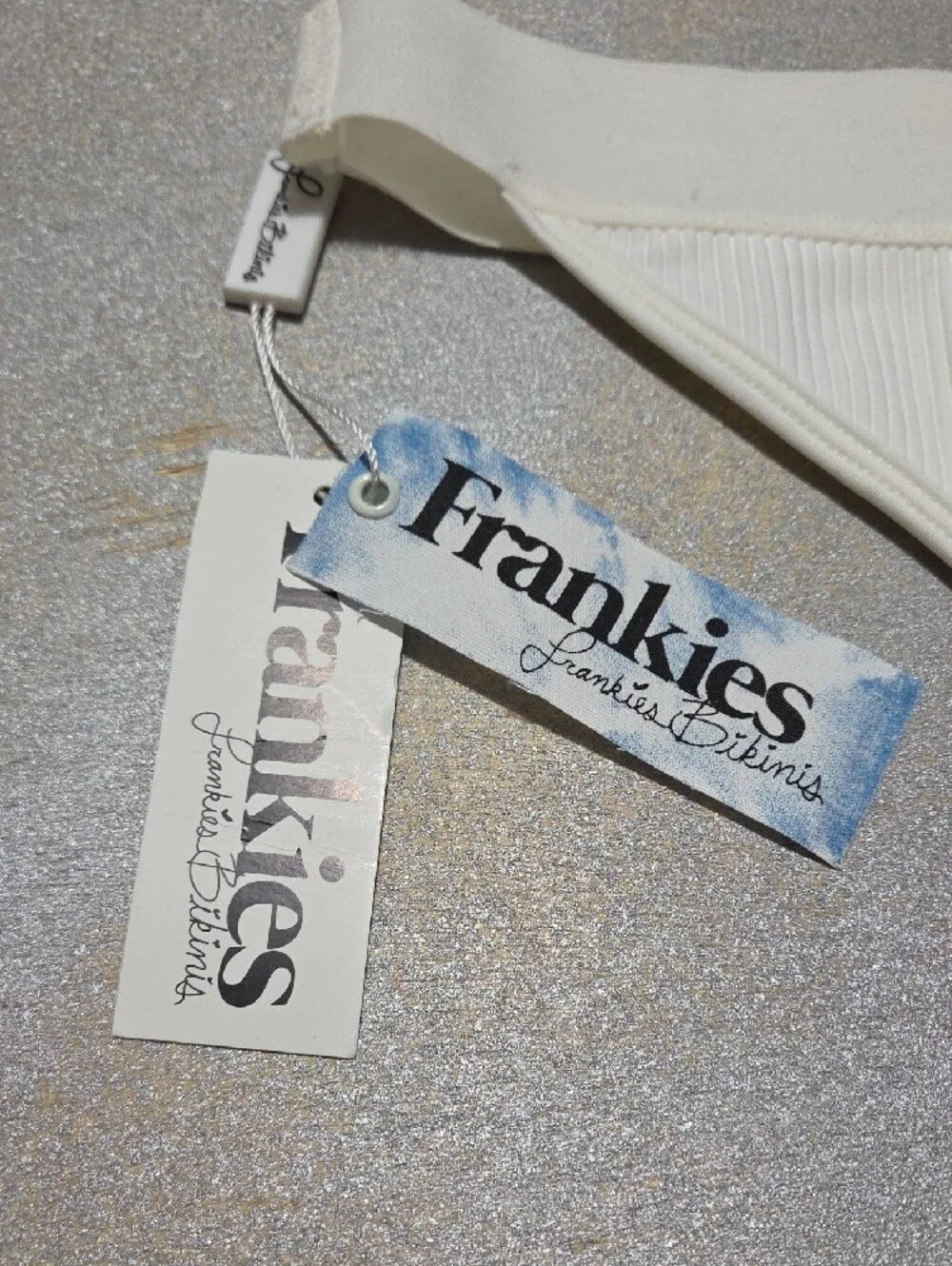 Frankie's Bikinis Cream Ribbed Bikini Bottom